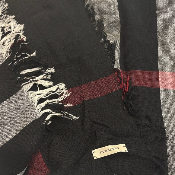 Burberry Black and Burgundy New Checkered Scarf